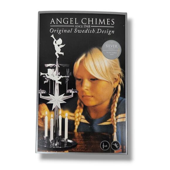 Traditional Swedish Angel Chimes Silver Toned Christmas Original Box Al Johnsons - Picture 1 of 7